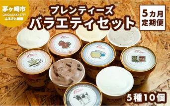 5ヵ月定期便 プレンティーズ バラエティアイスセット 5種10個 バニラ 生チョコレート ストロベリー クリームチーズ 茅ヶ崎しぼりたてミルク アイス アイスクリーム 氷菓 ひんやり お取り寄せ 送料無料 神奈川県 茅ヶ崎市