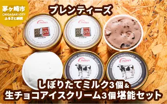 プレンティーズ しぼりたてミルク＆生チョコアイスクリーム堪能セット 各3個 計6個【のし有】