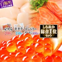 北海道しらぬか総合1位セット 「いくら 醤油漬け  400g」×「 ホタテ 750g (250g ×3） 」×「 エンペラーサーモン 900g 」の海鮮丼セット ふるさと納税 ホタテ いくら サーモン 人気品＿I036-1093-2410