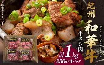BN6051_【和歌山の新ブランド黒毛和牛】紀州和華牛の牛スジ肉　1kg（250g×4パック）