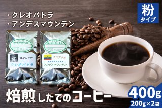 焙煎したてのコーヒー豆 2袋 (クレオパトラ・アンデスマウンテン)【粉】[0265]