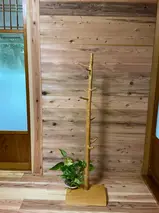 自然木のやさしさを 元祖 宇陀木トンガリ ハンガー掛け （中）／一点物 ヒノキ ポールハンガー バッグ スリッパ 帽子 マフラー 奈良県 宇陀市