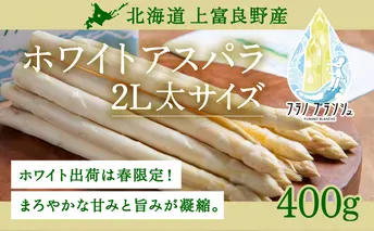 先行予約 【 2026年 発送 ！】 北海道 上富良野産 ホワイトアスパラガス 2L サイズ 400g アスパラ ホワイト アスパラガス 上富良野町 令和7年発送 野菜 やさい【オンライン決済限定】