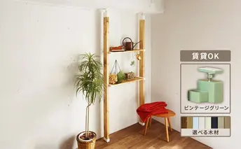 ワンバイエイト　LABRICO棚セットM　アジャスター：ヴィンテージグリーン×ステインブラック