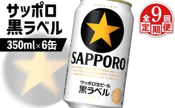【定期便：全9回】サッポロ黒ラベル 350ml×6缶【880020】