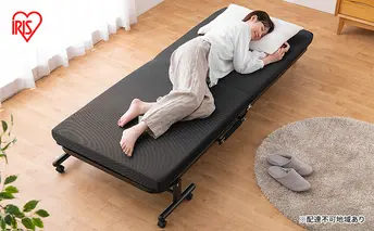 ベッド 折りたたみベッド OTBSS-KR ブラック アイリスオーヤマ 高反発 折りたたみ コンパクト 高反発マットレス マットレス付き キャスター付き リクライニング 簡易ベッド 介護ベッド 新生活 一人暮らし 寝具 