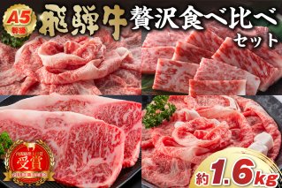 A5等級 飛騨牛贅沢食べ比べセット（サーロインステーキ400ｇ・ロースすき焼き用400ｇ・ロースしゃぶしゃぶ用400ｇ・ロース焼肉用400ｇ） お肉 国産 牛肉 飛騨牛 ブランド牛 【0016-071】