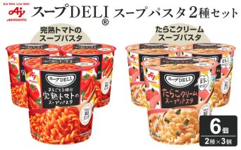 「スープDELI（R）」2種6個セット　まるごと1個分完熟トマトのスープパスタ＆たらこクリームスープパスタ＜豆乳仕立て＞