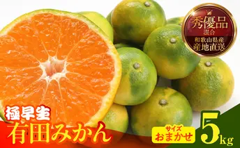 MK1072_みかん 極早生 箱込 5kg ( 内容量4.4kg ) おまかせサイズ（S/M/L）秀品・優品 の混合 有田みかん 和歌山県産