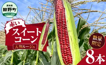 2025年6月中旬頃より発送開始予定 赤いスイートコーン 大和ルージュ 8本 とうもろこし トウモロコシ 数量限定 コーン 新鮮 野菜 蒸し 焼き おいしい 甘い 生鮮食品 赤い 国産 お取り寄せ
