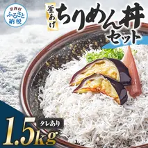 釜あげちりめんセット 1.5kg 1.5キロ タレ付き 500g×3袋 シラス 小分け おじゃこ ちりめんじゃこ ふわふわ 国産 釜揚げ しらす丼 海鮮丼 ごはん ご飯 おにぎり おかず お取り寄せ 美味しい