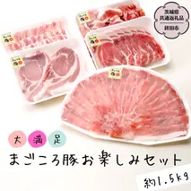 大満足！まごころ豚 お楽しみ セット 約1.5kg（茨城県共通返礼品 鉾田市） ブランド豚 銘柄豚 豚肉 モモしゃぶしゃぶ 肩ロース バラ ロース こま切れ 焼肉 しょうが焼 仲田精肉店 [DB001sa]