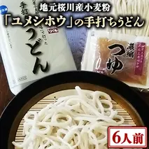 【 手打ちうどん ・ ６人前セット 】 地元 桜川産 小麦粉 「 ユメシホウ 」 使用 うどん 手打ち 麺 食品 [AN002sa]