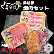 美明豚 焼肉セット 4種1350g【茨城県共通返礼品 行方市】 豚肉 国産 銘柄 お手頃グルメ 茨城県 料理 イベント バーベキュー 小分け [CV004sa]