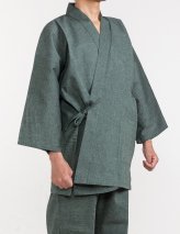 061-10　織り・縫製　地元遠州製　しじら織り（無地）作務衣