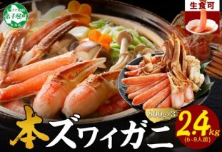 2996.ズワイ蟹しゃぶ ビードロ 800g前後 3個 セット 食べ方ガイド付 生食 生食可 約6-9人前 ズワイガニ ズワイ蟹 カニ かに 蟹 海鮮 鍋 しゃぶしゃぶ 送料無料 北海道 弟子屈町