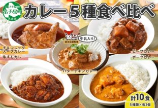 1447.  弟子屈 カレー 5種 食べ比べ 計10個 中辛 バターチキンカレー スープカレー ビーフカレー ポークカレー 牛すじカレー 業務用 レトルト  保存食 備蓄 非常食 常温 まとめ買い グルメ 23000円  北海道 弟子屈町