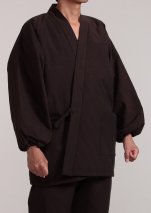 061-6　【黒（格子）・Lサイズ】新素材の中わた「ウォーマル」で暖かい　遠赤外線キルト作務衣