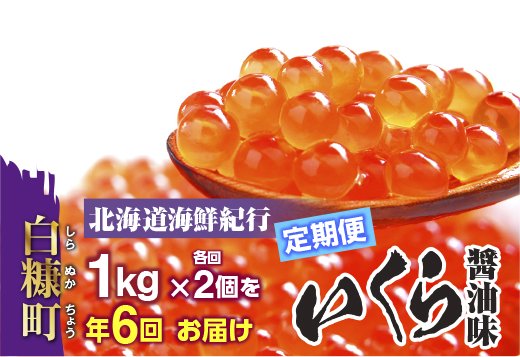 年6回（各回2個）！北海道海鮮紀行いくら（醤油味）割安な定期便 【1kg