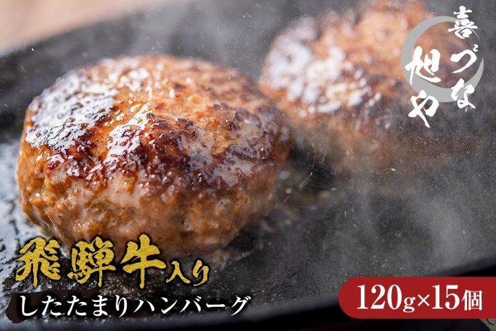 喜づな旭や 飛騨牛入りしたたまりハンバーグ 120g×15個【0092-005