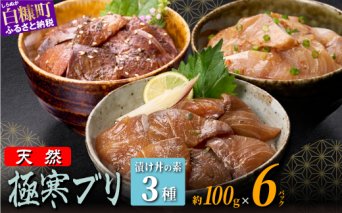 天然 極寒ブリ 厳選3種 漬け丼の素 セット 600g 3種セット (各2パック)_A013-0956
