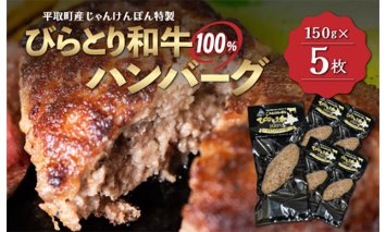 【平取町産じゃんけんぽん特製】びらとり和牛100%ハンバーグ×5枚 BRTF001